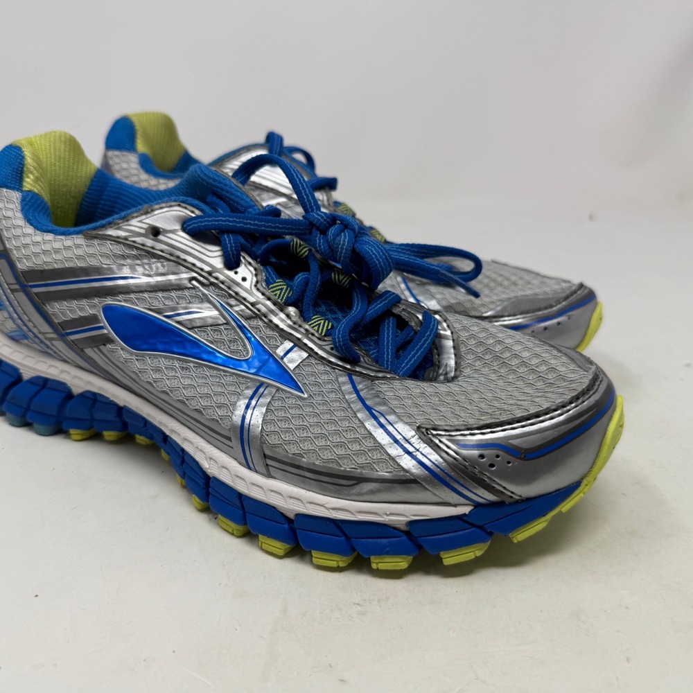 Brooks Running Shoes Mens 8.5 Adrenaline GTS 15 Silver Blue Wide EUC